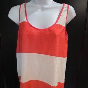 French Connection Coral & White Tank Top Sz 2